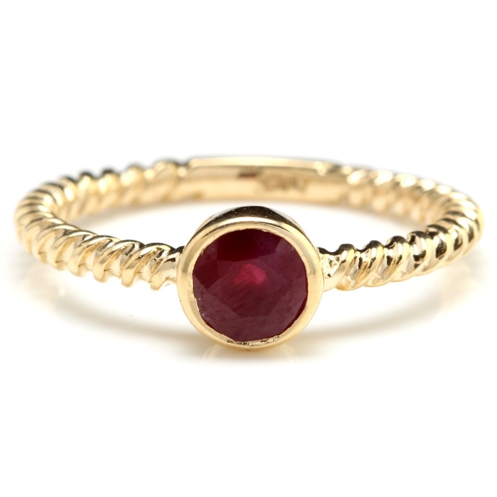 Splendid Natural Ruby 14k Solid Yellow Gold Ring - image 1